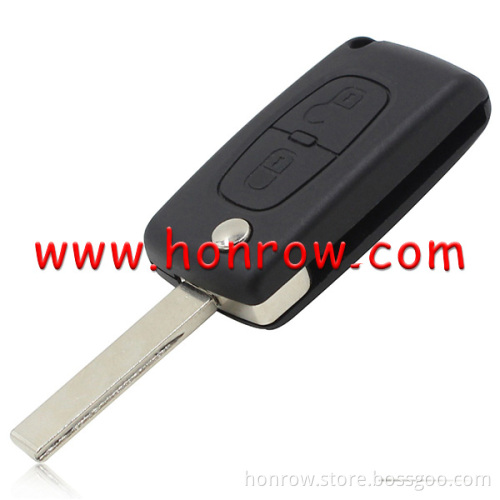 Citroen 407 blade 2 buttons flip remote custom key blank ( HU83 Blade-2Button-With battery place ) (No Logo)